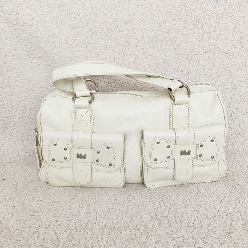 NWT Marc by Marc Jacobs Calfskin Leather Double Pocket Satchel Bag Cream Y2K